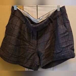 Boston Proper Womens Gray Plaid Shorts Relaxed Fit With Cuffs Size 14